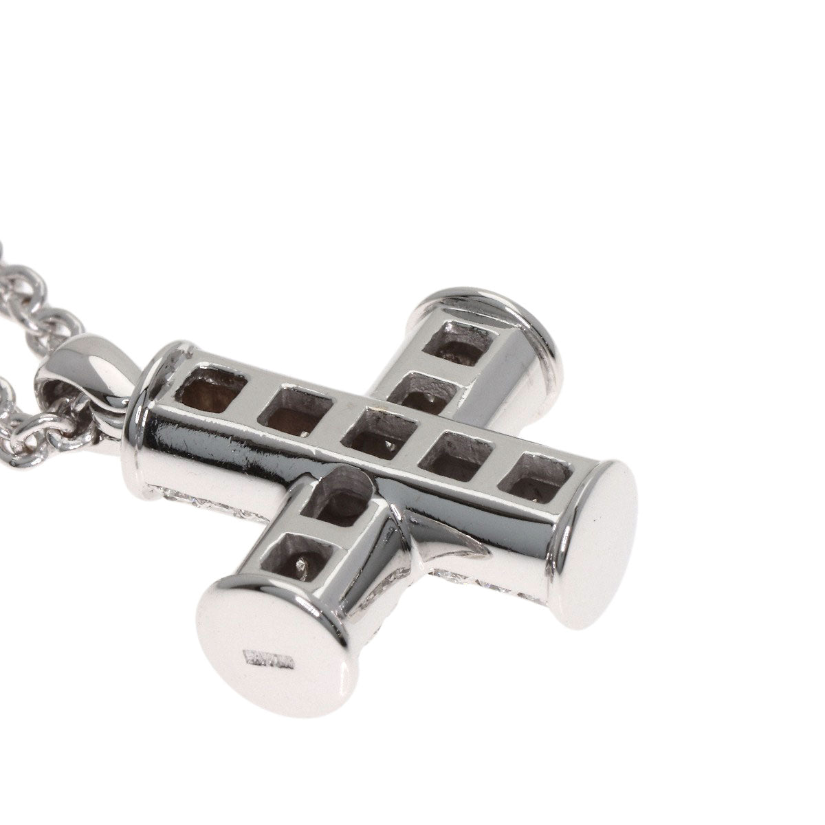 BVLGARI Greek Cross Diamond Necklace K18 White Gold Ladies [Used]