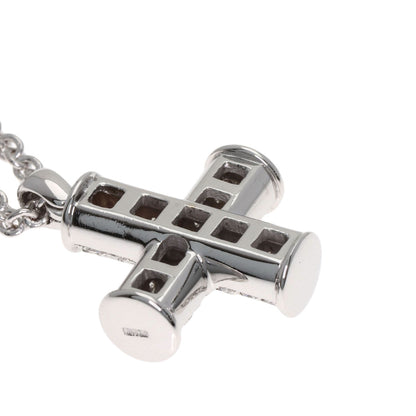 BVLGARI Greek Cross Diamond Necklace K18 White Gold Ladies [Used]