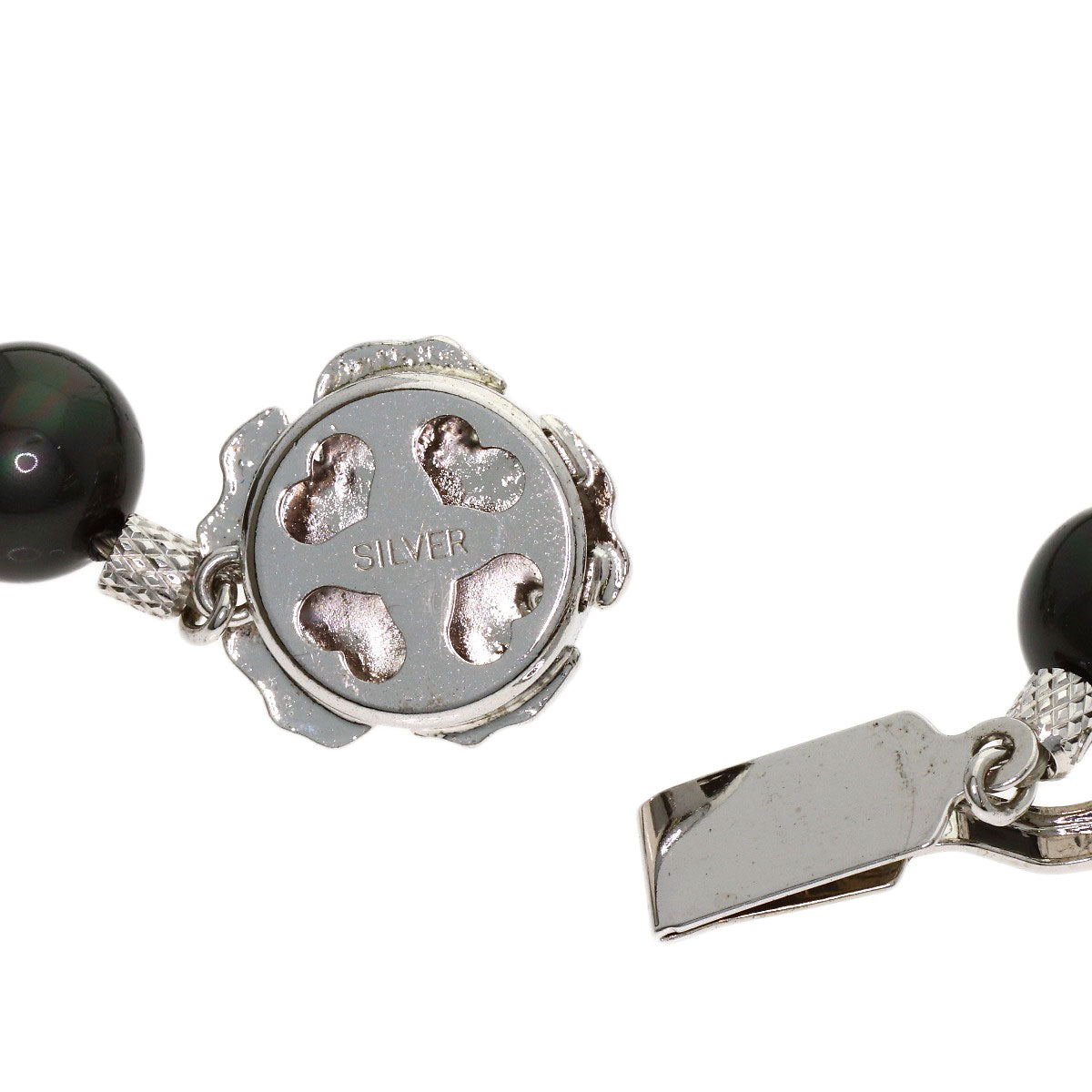 Black pearl pearl Necklace Silver 53.9g　Ladies