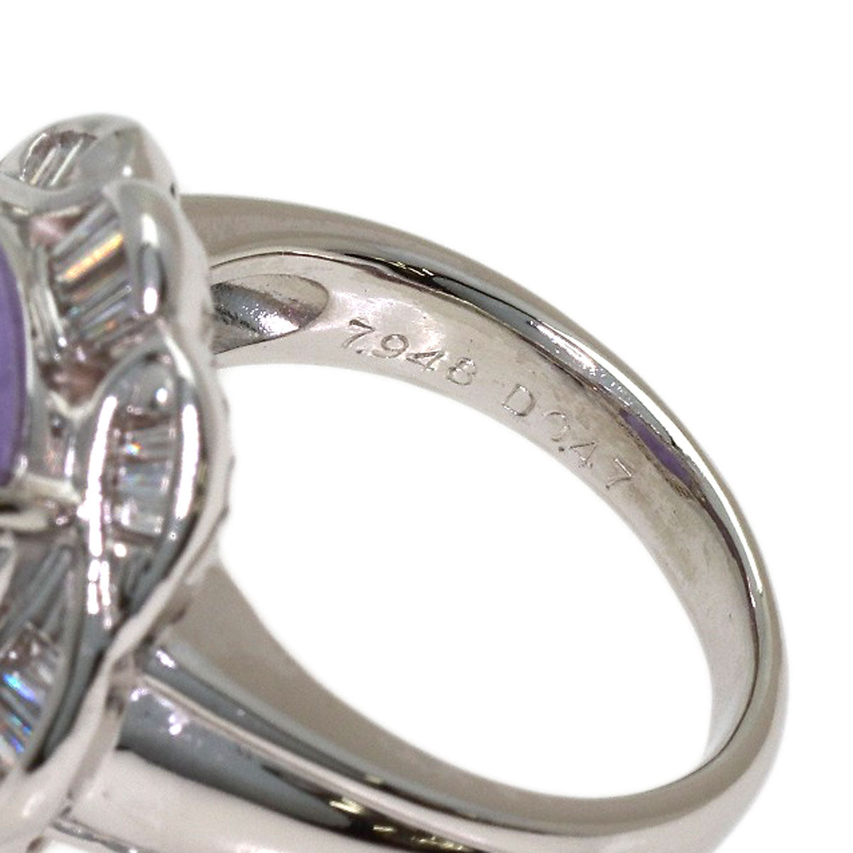7.948ct Lavender jade Jade stone Diamond Ring Platinum PT900 13.72g　Ladies