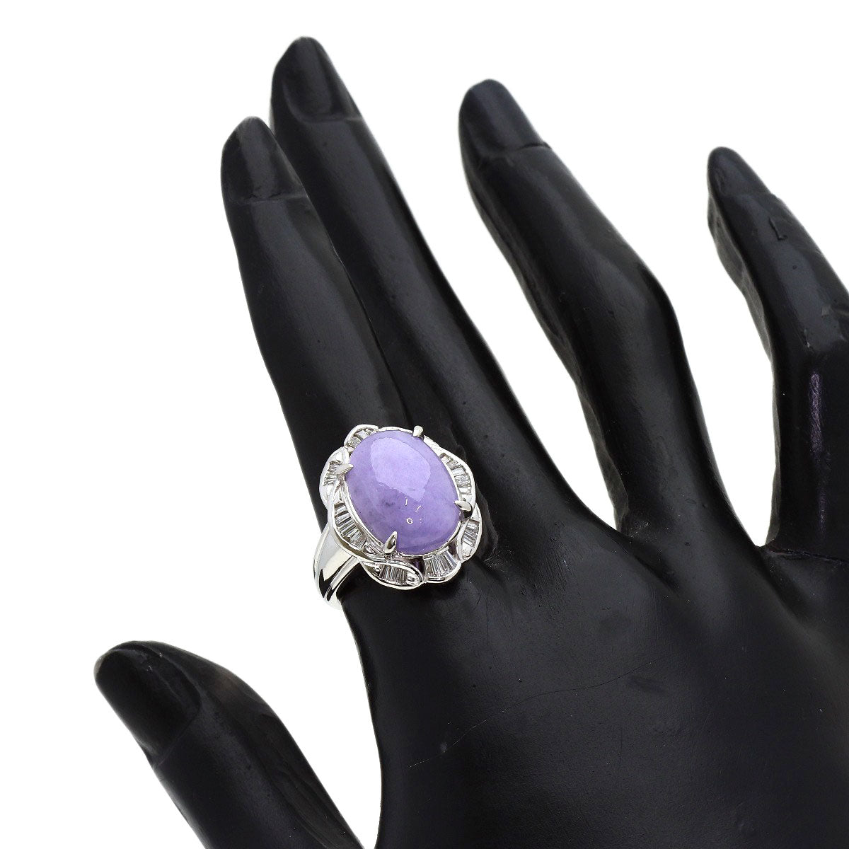 7.948ct Lavender jade Jade stone Diamond Ring Platinum PT900 13.72g　Ladies