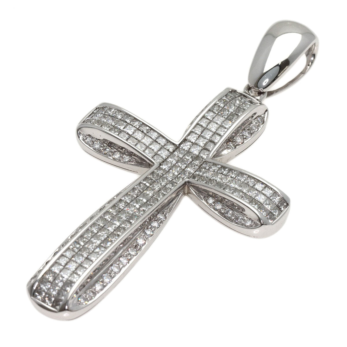 5.05ct Cross diamond Pendant top K18 White Gold 20.6g　Ladies