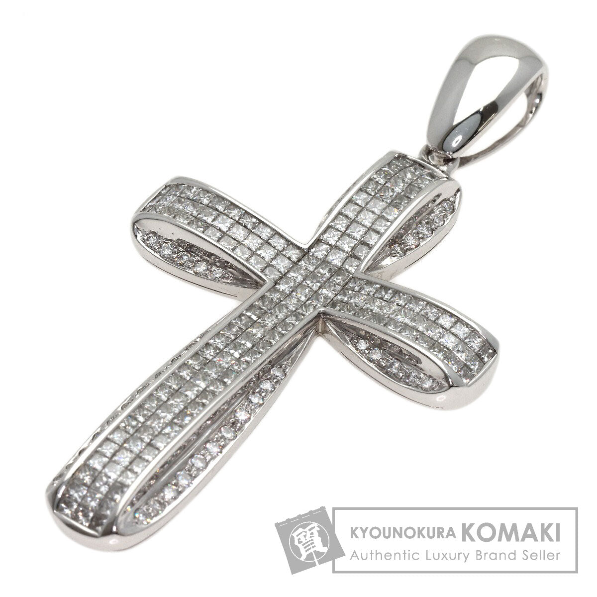 5.05ct Cross diamond Pendant top K18 White Gold 20.6g　Ladies