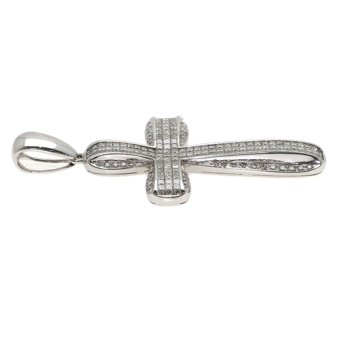 5.05ct Cross diamond Pendant top K18 White Gold 20.6g　Ladies
