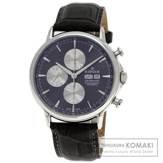 EDOX Les Bemonts Chronograph Watches 01120-3-BUIN Stainless Steel/Leather mens
