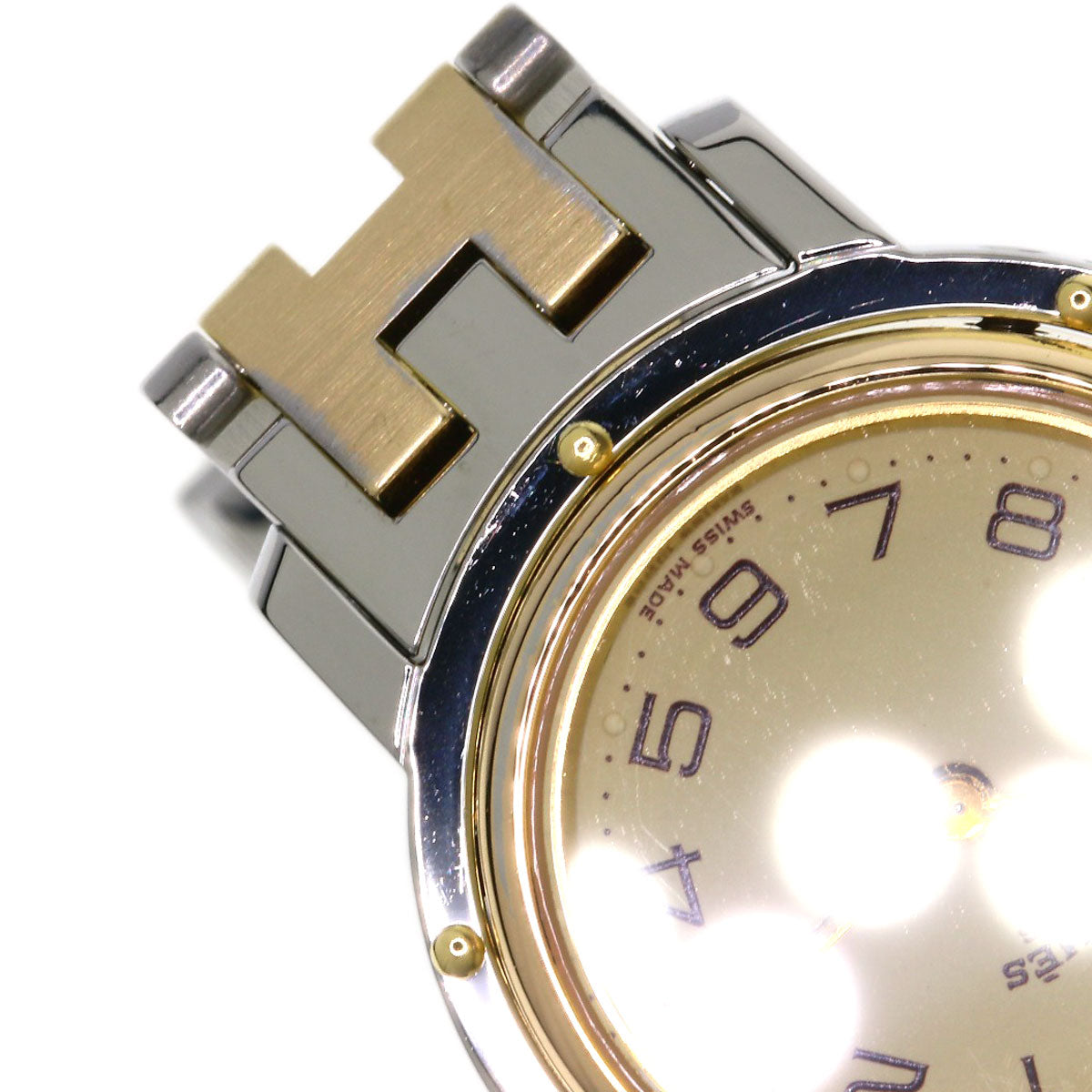 HERMES Clipper Watches Stainless Steel/SSxGP Ladies