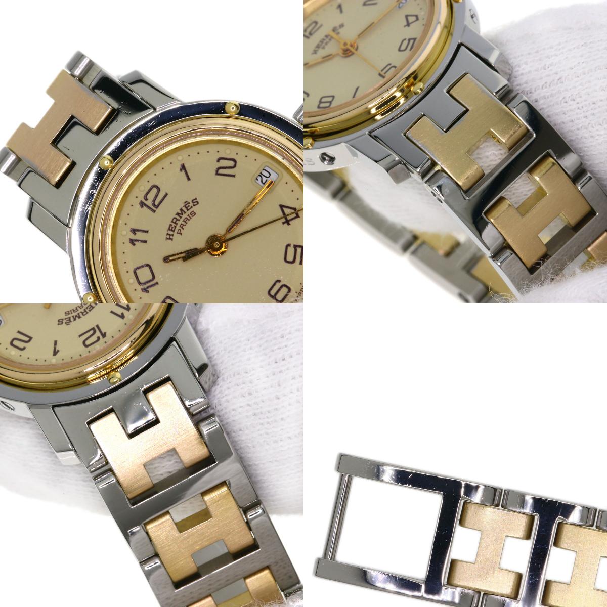HERMES Clipper Watches Stainless Steel/SSxGP Ladies