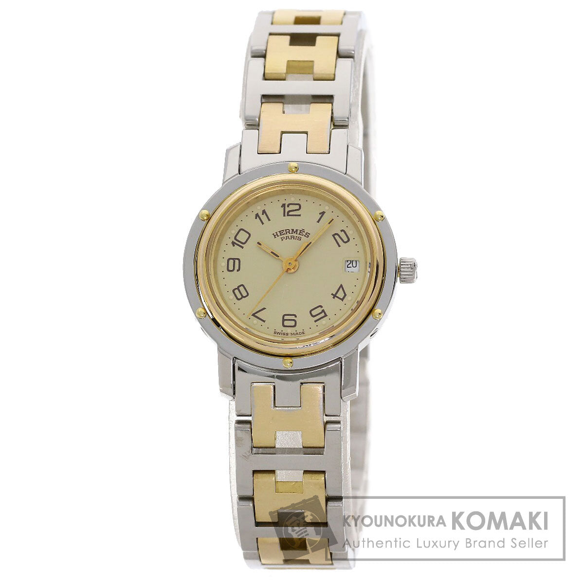 HERMES Clipper Watches Stainless Steel/SSxGP Ladies