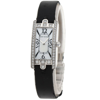 HARRY WINSTON Avenue C Mini Watches AVCQHM16 K18 White Gold/Leather x Satin Ladies
