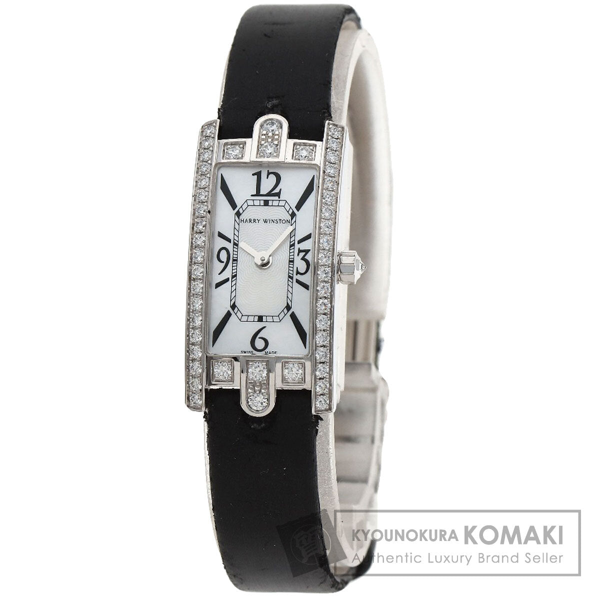 HARRY WINSTON Avenue C Mini Watches AVCQHM16 K18 White Gold/Leather x Satin Ladies