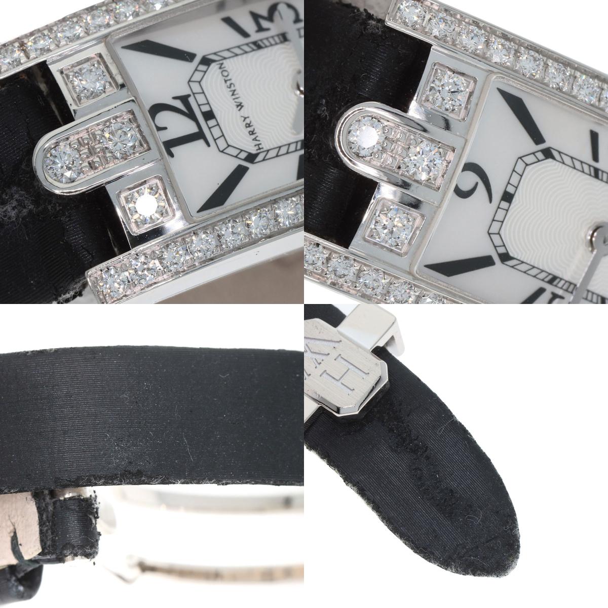HARRY WINSTON Avenue C Mini Watches AVCQHM16 K18 White Gold/Leather x Satin Ladies