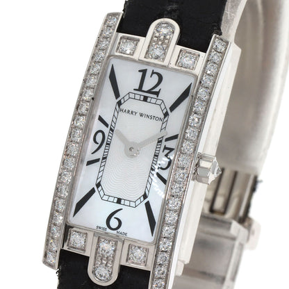 HARRY WINSTON Avenue C Mini Watches AVCQHM16 K18 White Gold/Leather x Satin Ladies