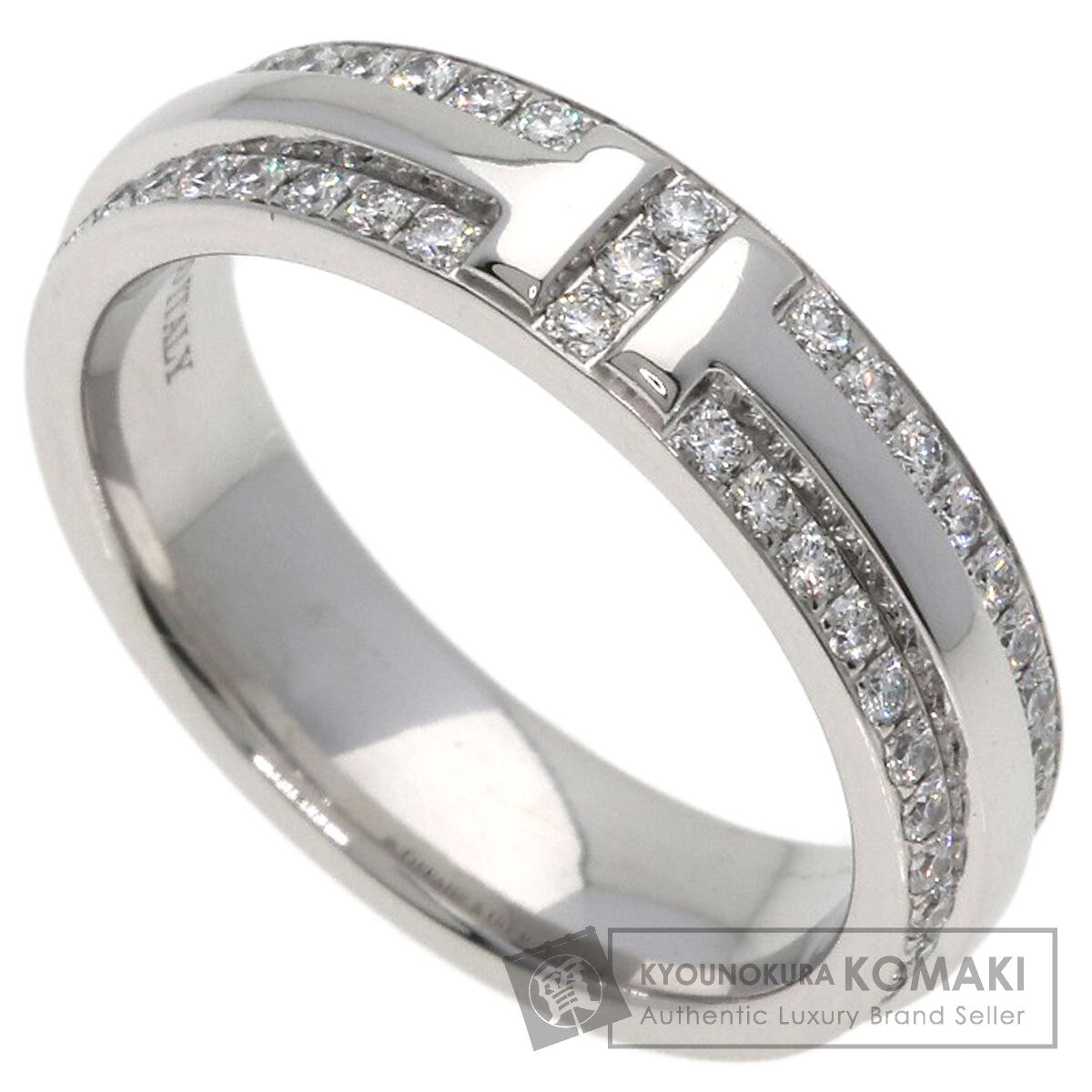 TIFFANY&Co. TTWO Narrow Pavé Diamond Ring K18 White Gold Ladies [Used]