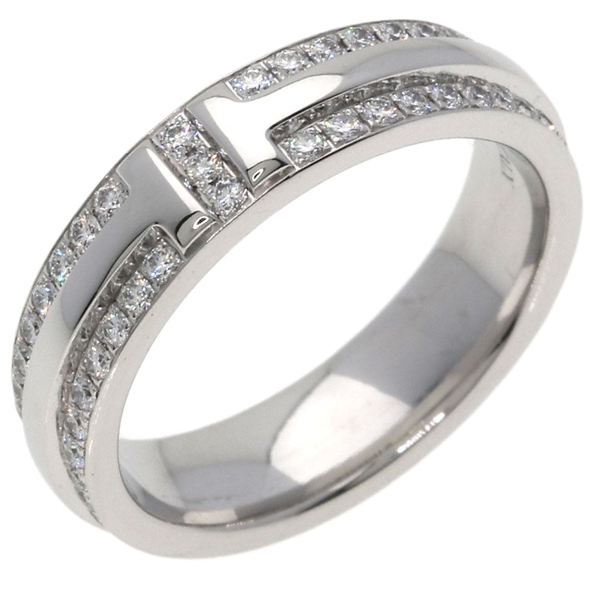 TIFFANY&Co. TTWO Narrow Pavé Diamond Ring K18 White Gold Ladies [Used]