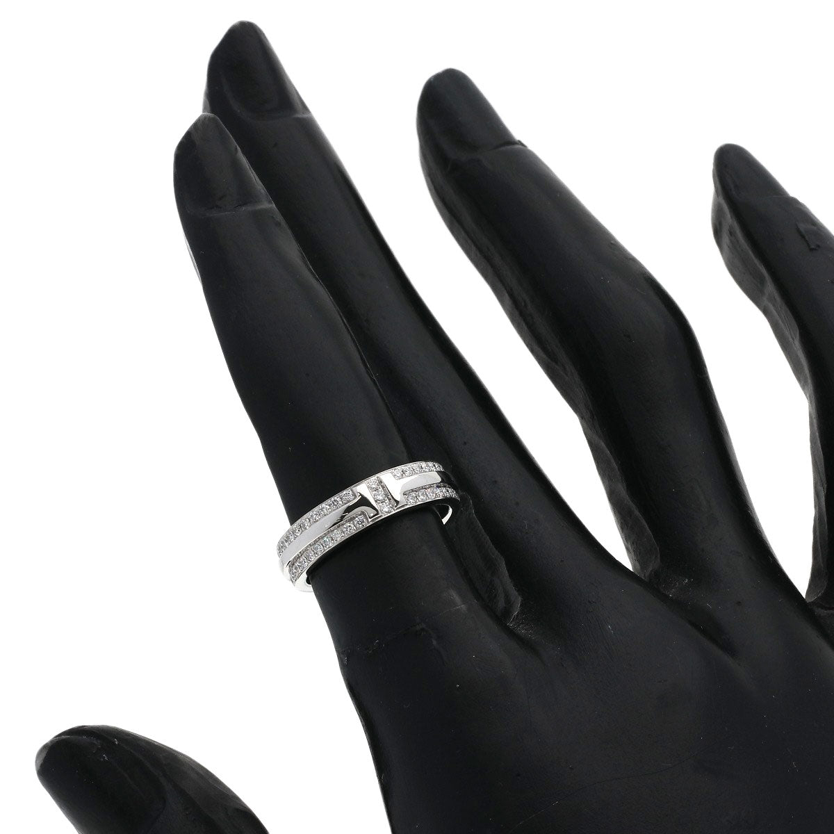 TIFFANY&Co. TTWO Narrow Pavé Diamond Ring K18 White Gold Ladies [Used]