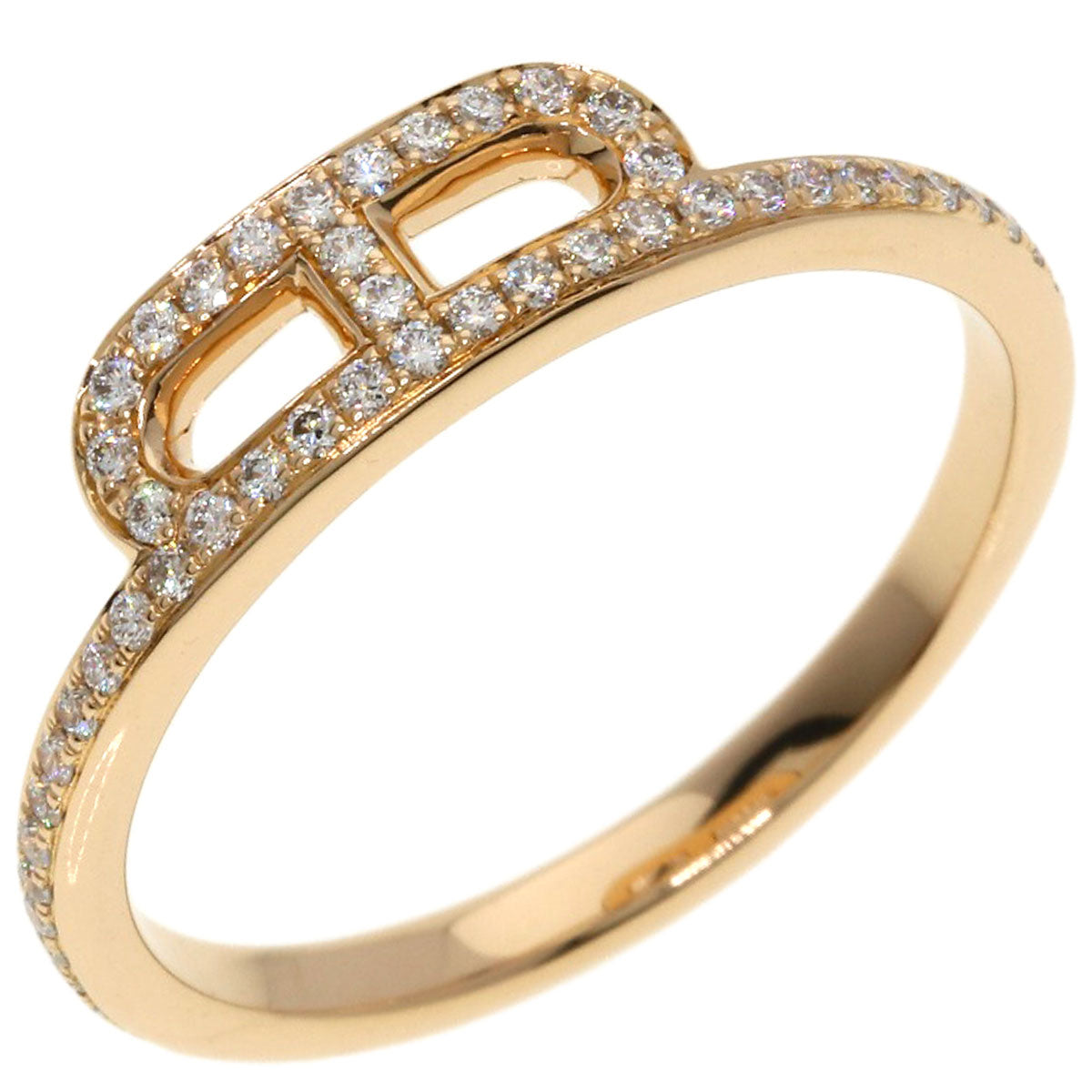 HERMES Link d'Hermès Diamond #55 Ring K18 Pink Gold Ladies [Used]