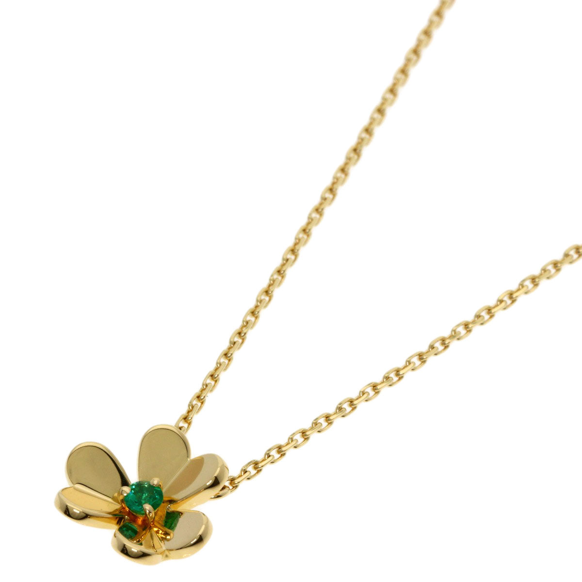 Van Cleef & Arpels Frivole Emerald Mini Model Necklace K18 Yellow Gold Ladies [Used]