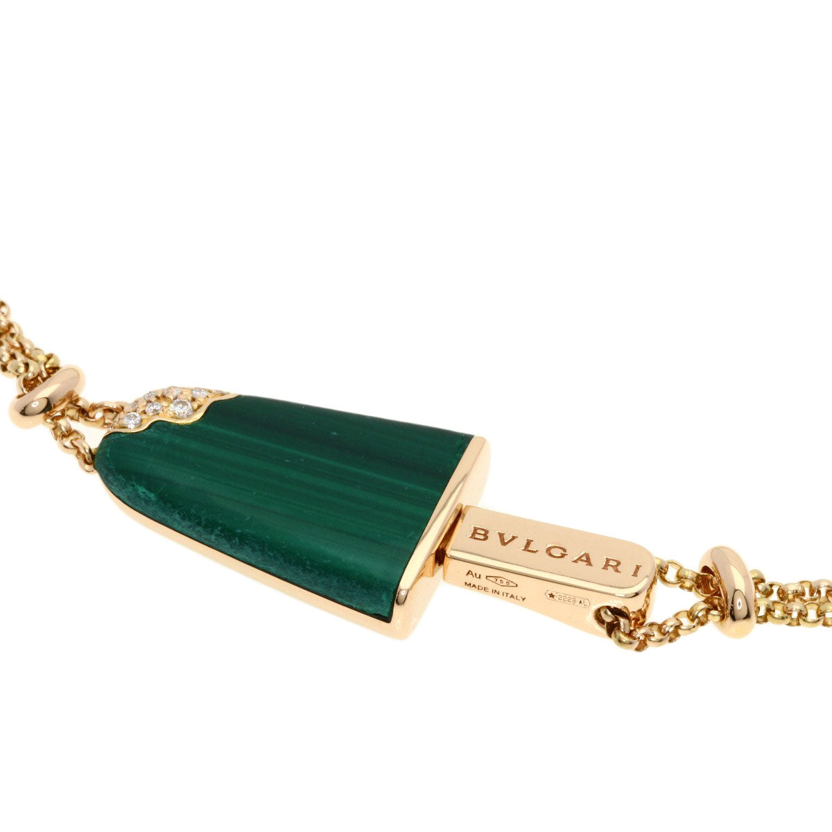 BVLGARI Gelati Malachite Diamond SM Bracelet K18 Pink Gold Ladies [Used]