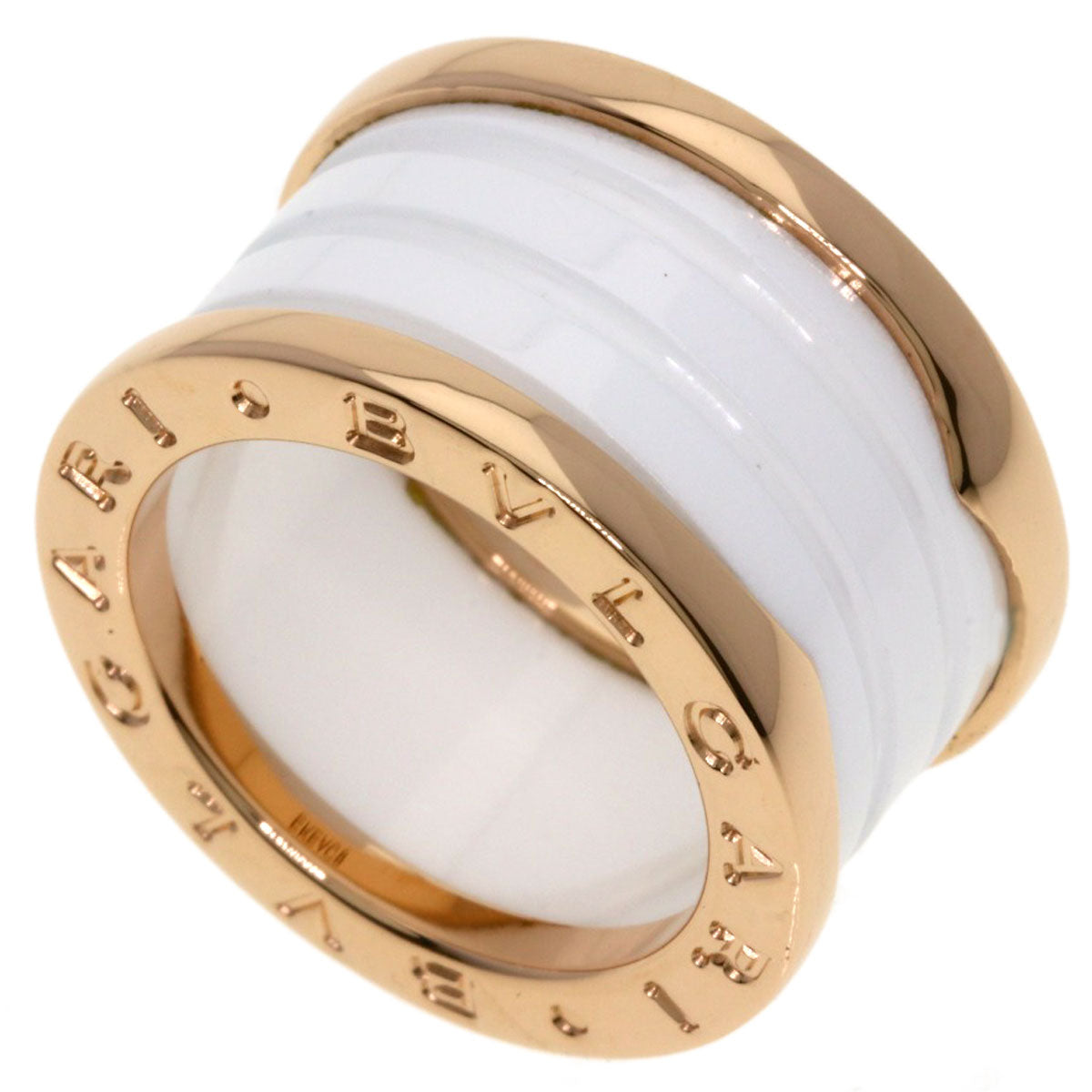 BVLGARI B.zero1 4-Band White Ceramic #49 Ring K18 Pink Gold Ladies [Used]
