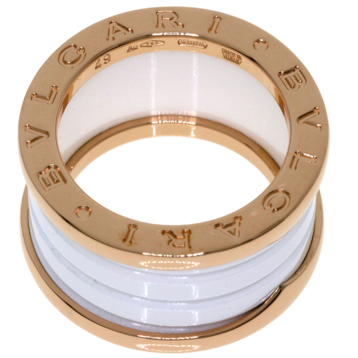 BVLGARI B.zero1 4-Band White Ceramic #49 Ring K18 Pink Gold Ladies [Used]
