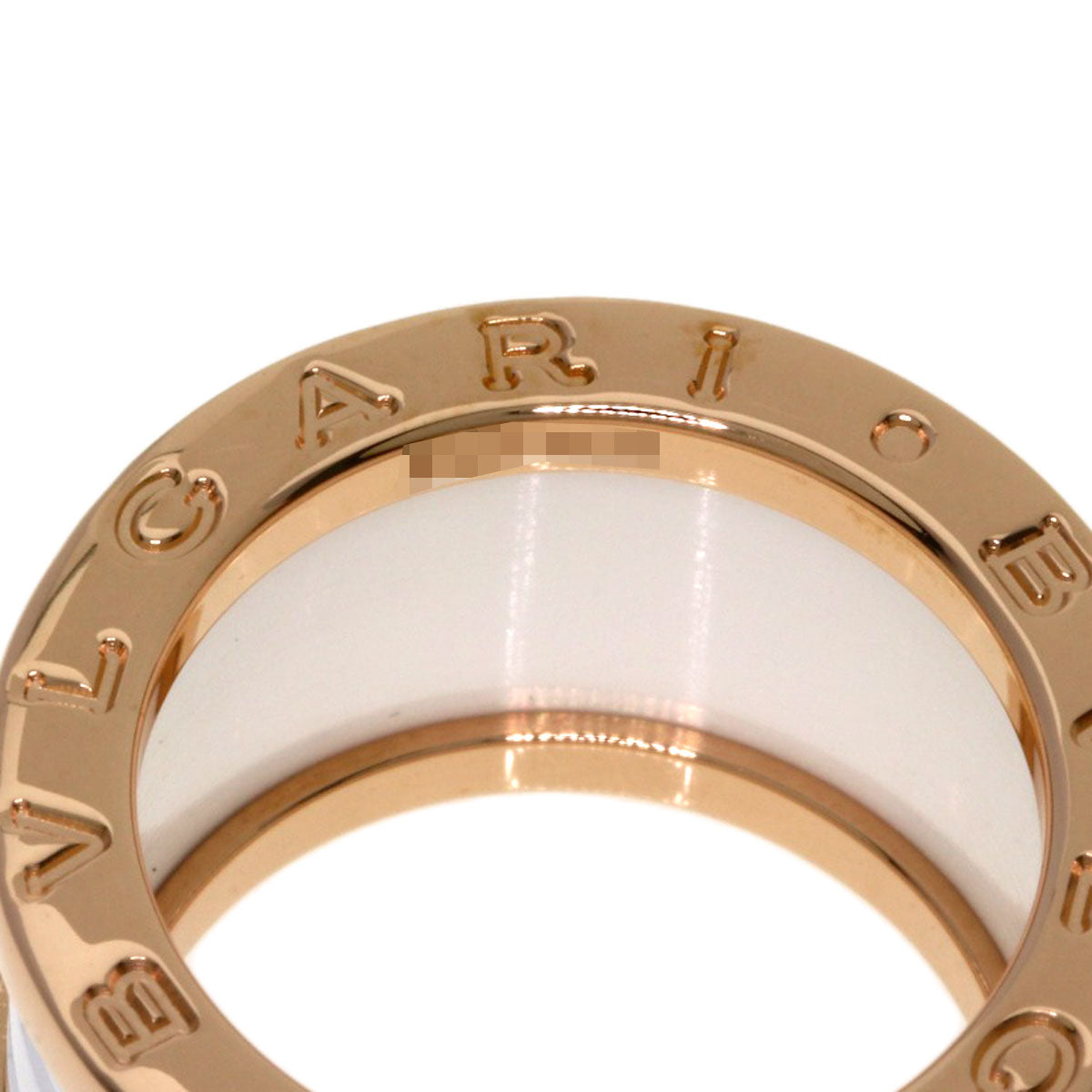 BVLGARI B.zero1 4-Band White Ceramic #49 Ring K18 Pink Gold Ladies [Used]