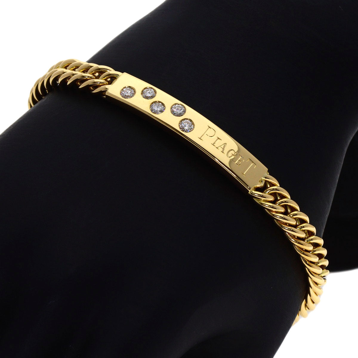 PIAGET Logo diamond Bracelet K18 Yellow Gold Ladies [Used]