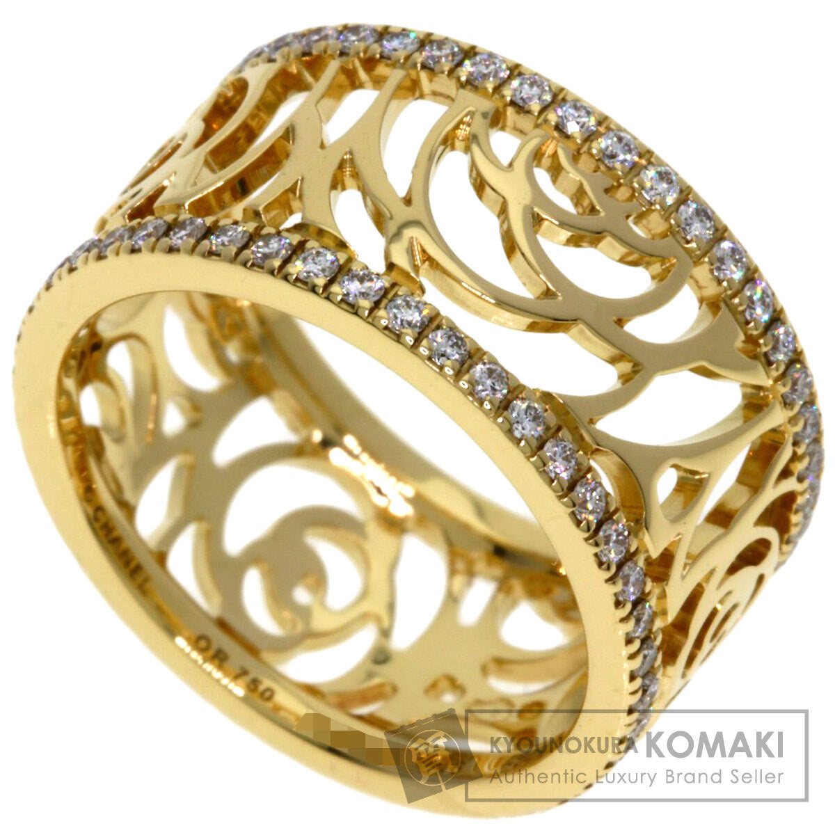 CHANEL Camellia Diamond #46 Ring K18 Yellow Gold Ladies [Used]