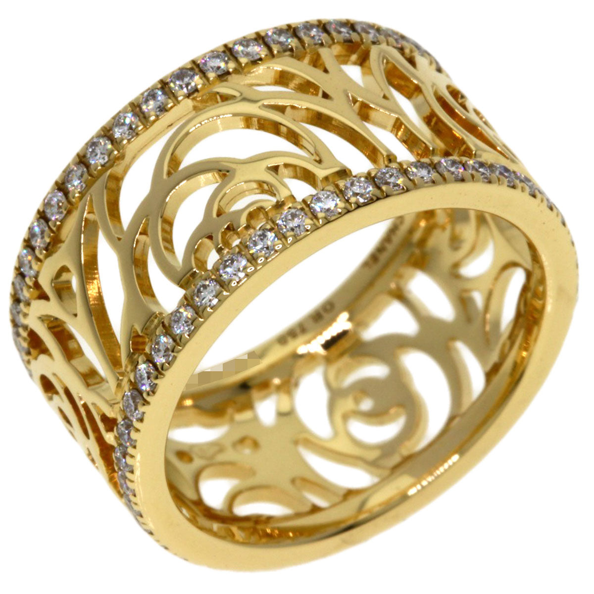 CHANEL Camellia Diamond #46 Ring K18 Yellow Gold Ladies [Used]