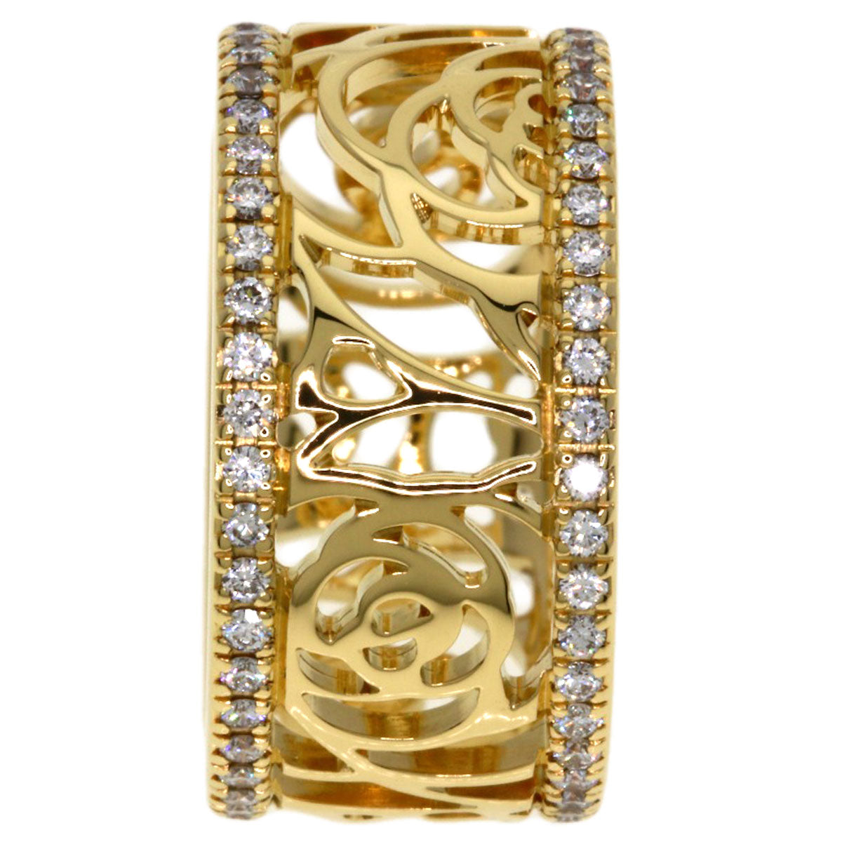 CHANEL Camellia Diamond #46 Ring K18 Yellow Gold Ladies [Used]