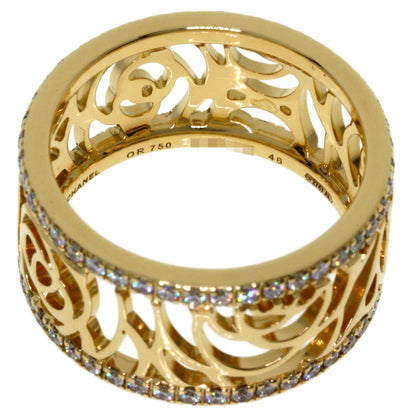 CHANEL Camellia Diamond #46 Ring K18 Yellow Gold Ladies [Used]
