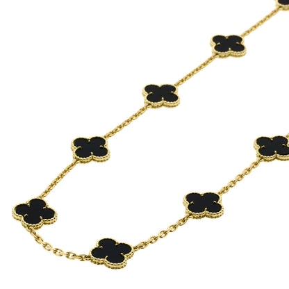 Van Cleef & Arpels Vintage Alhambra 20P Onyx Necklace K18 Yellow Gold Ladies [Used]