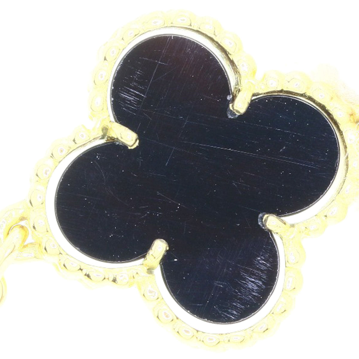 Van Cleef & Arpels Vintage Alhambra 20P Onyx Necklace K18 Yellow Gold Ladies [Used]