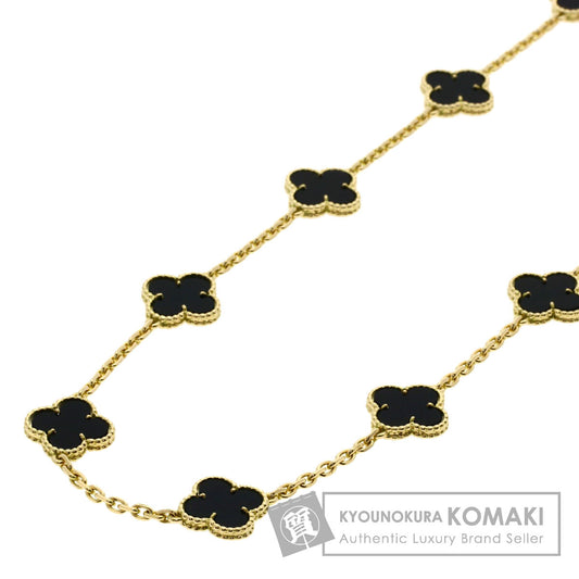 Van Cleef & Arpels Vintage Alhambra 20P Onyx Necklace K18 Yellow Gold Ladies [Used]