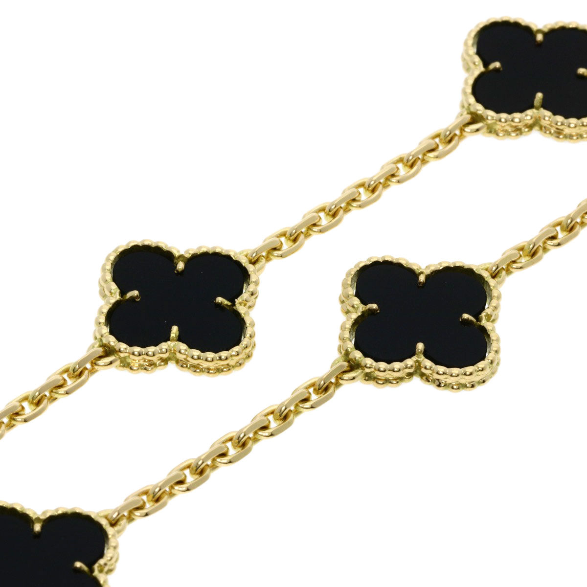 Van Cleef & Arpels Vintage Alhambra 20P Onyx Necklace K18 Yellow Gold Ladies [Used]