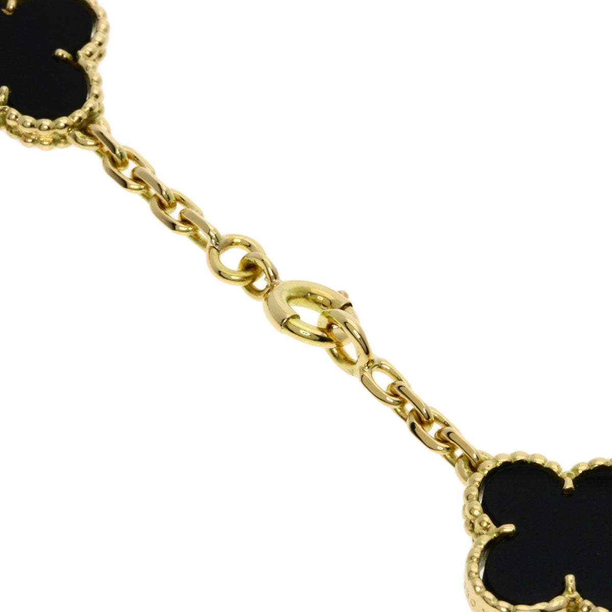 Van Cleef & Arpels Vintage Alhambra 20P Onyx Necklace K18 Yellow Gold Ladies [Used]