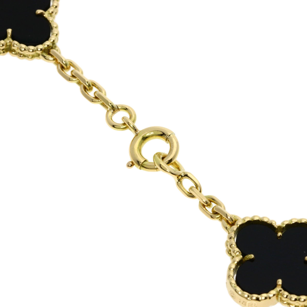 Van Cleef & Arpels Vintage Alhambra 20P Onyx Necklace K18 Yellow Gold Ladies [Used]
