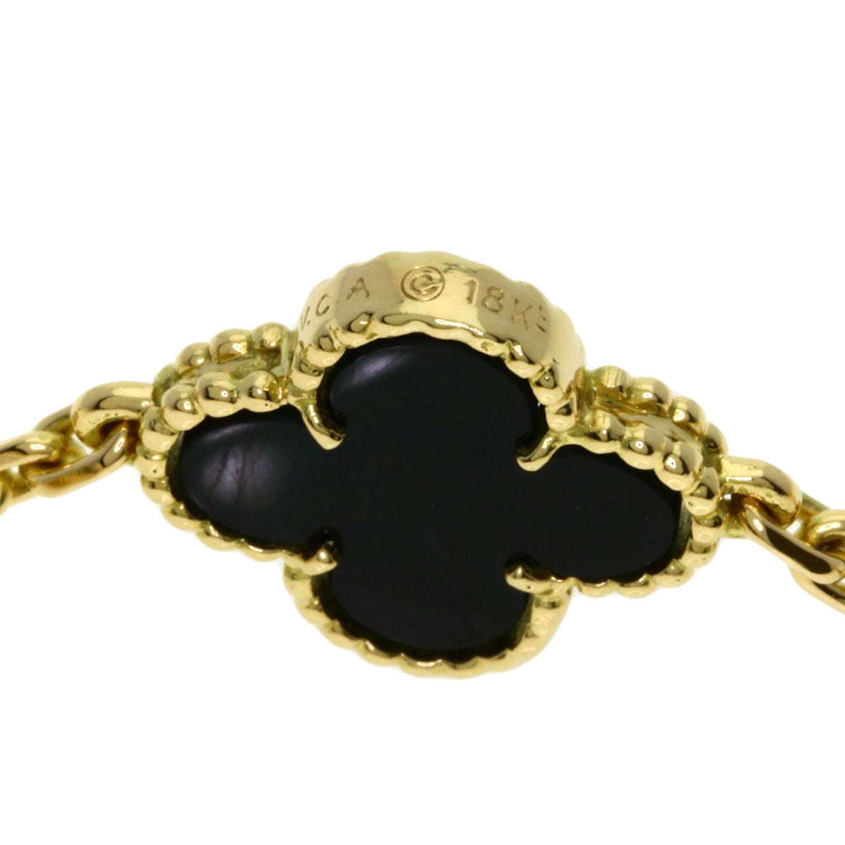 Van Cleef & Arpels Vintage Alhambra 20P Onyx Necklace K18 Yellow Gold Ladies [Used]
