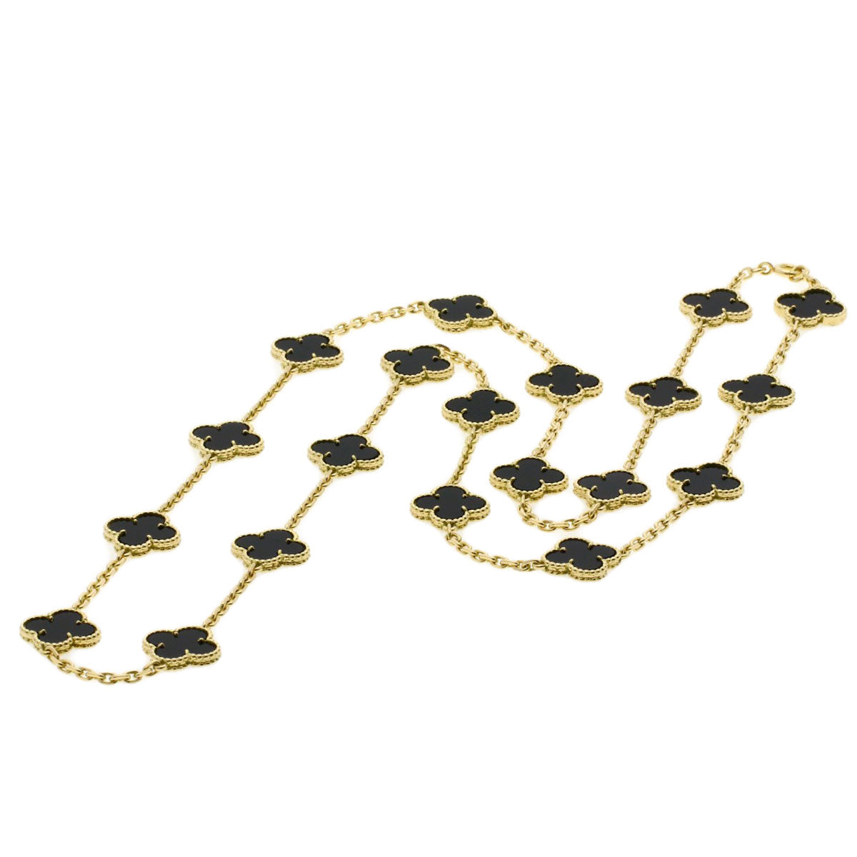 Van Cleef & Arpels Vintage Alhambra 20P Onyx Necklace K18 Yellow Gold Ladies [Used]