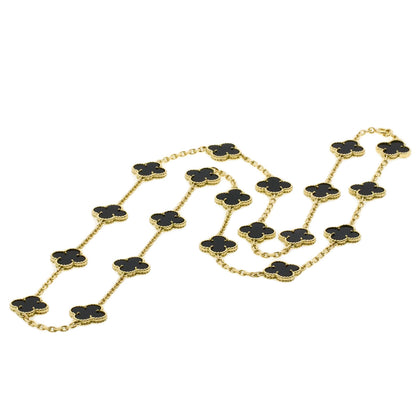 Van Cleef & Arpels Vintage Alhambra 20P Onyx Necklace K18 Yellow Gold Ladies [Used]