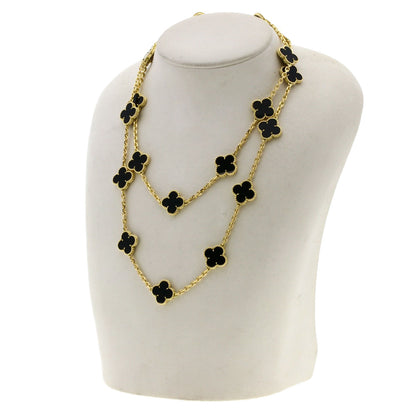 Van Cleef & Arpels Vintage Alhambra 20P Onyx Necklace K18 Yellow Gold Ladies [Used]