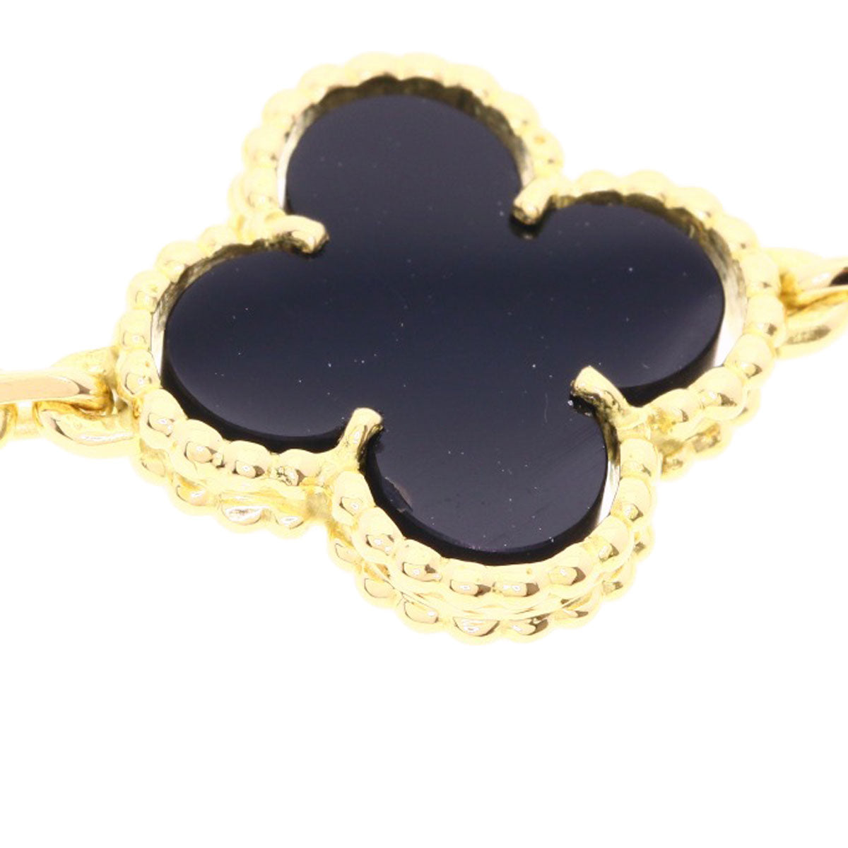 Van Cleef & Arpels Vintage Alhambra 20P Onyx Necklace K18 Yellow Gold Ladies [Used]
