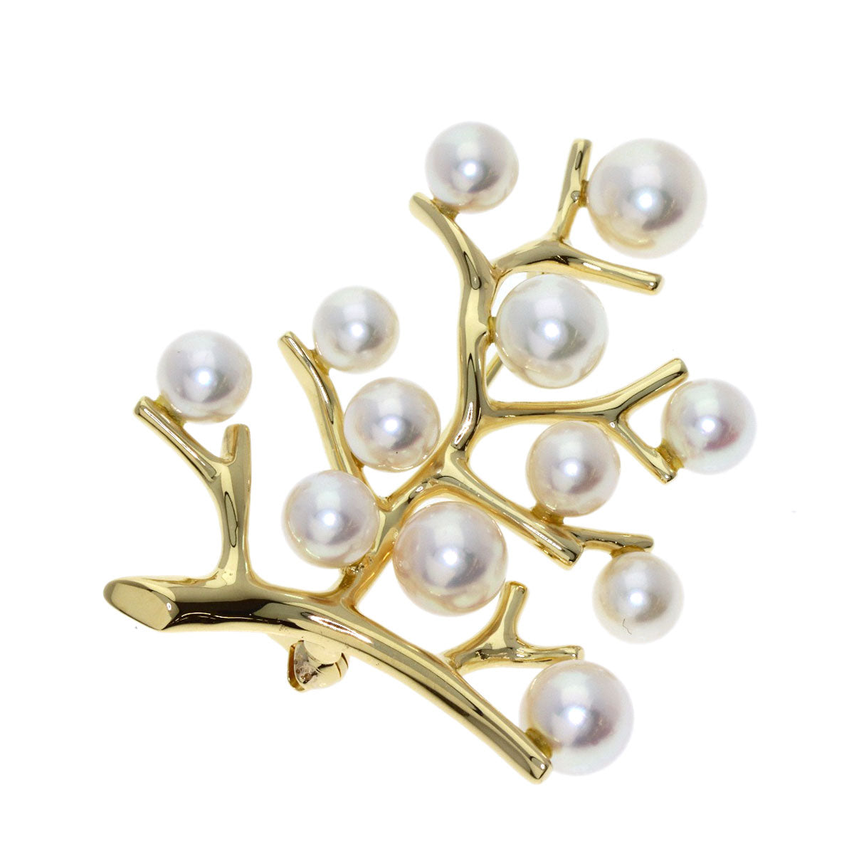 MIKIMOTO Tree of Happiness Pearl Pearl Brooch K14 Yellow Gold Ladies [Used]