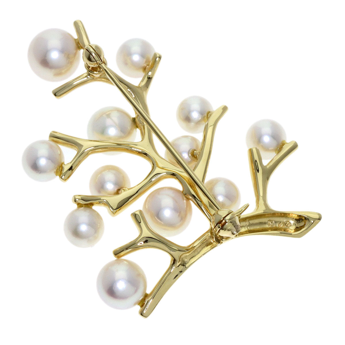 MIKIMOTO Tree of Happiness Pearl Pearl Brooch K14 Yellow Gold Ladies [Used]
