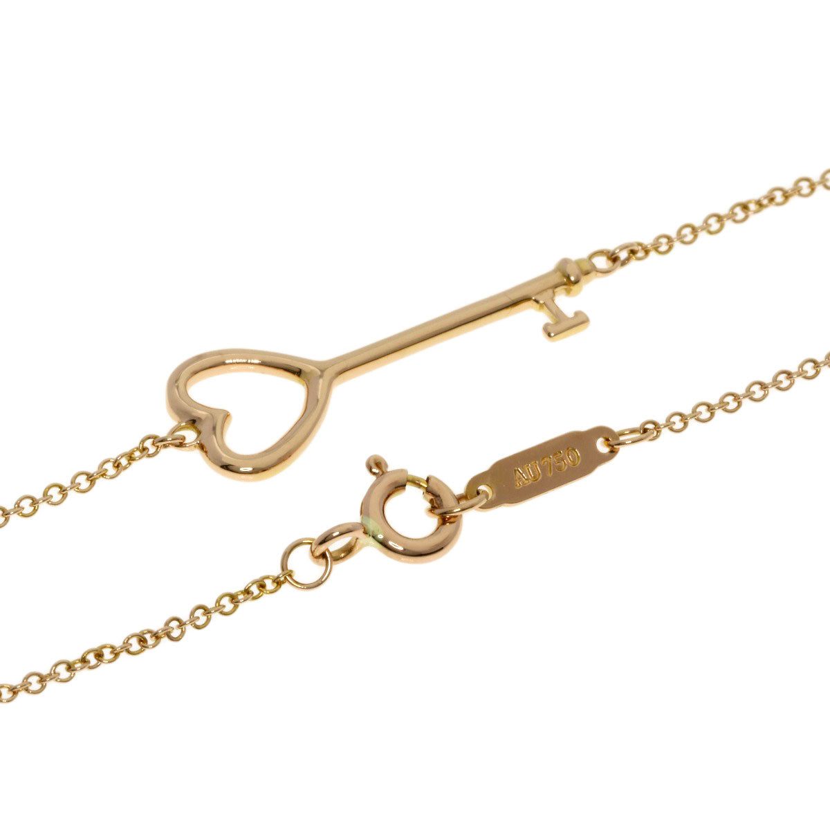 TIFFANY&Co. Heart key Necklace K18 Pink Gold Ladies [Used]