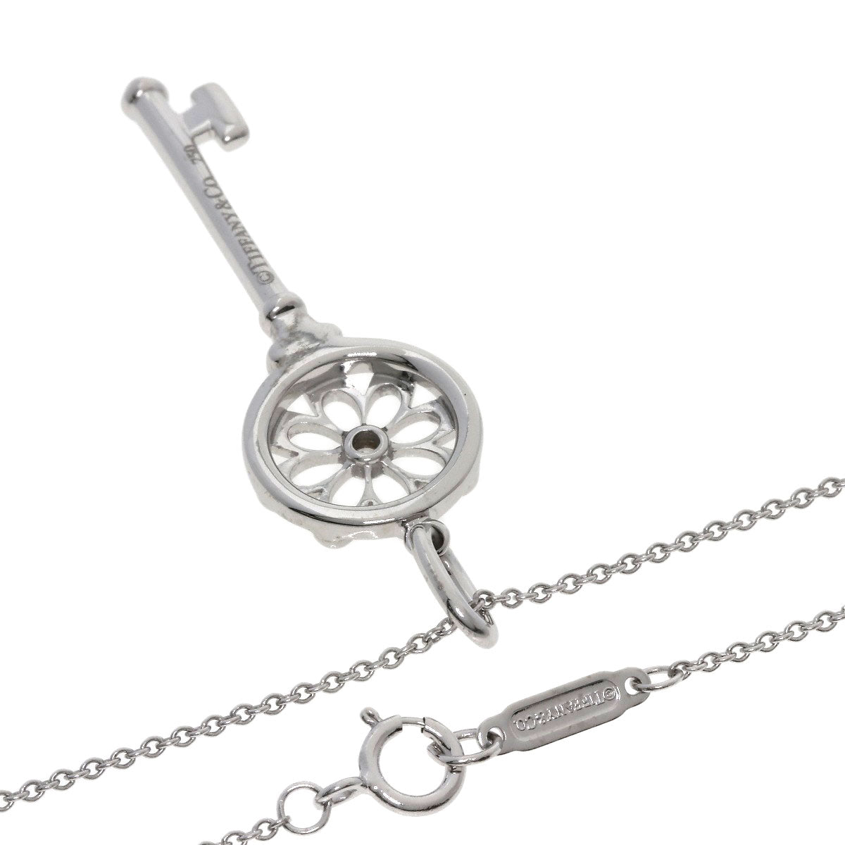 TIFFANY&Co. Floral Key Diamond Necklace K18 White Gold Ladies [Used]