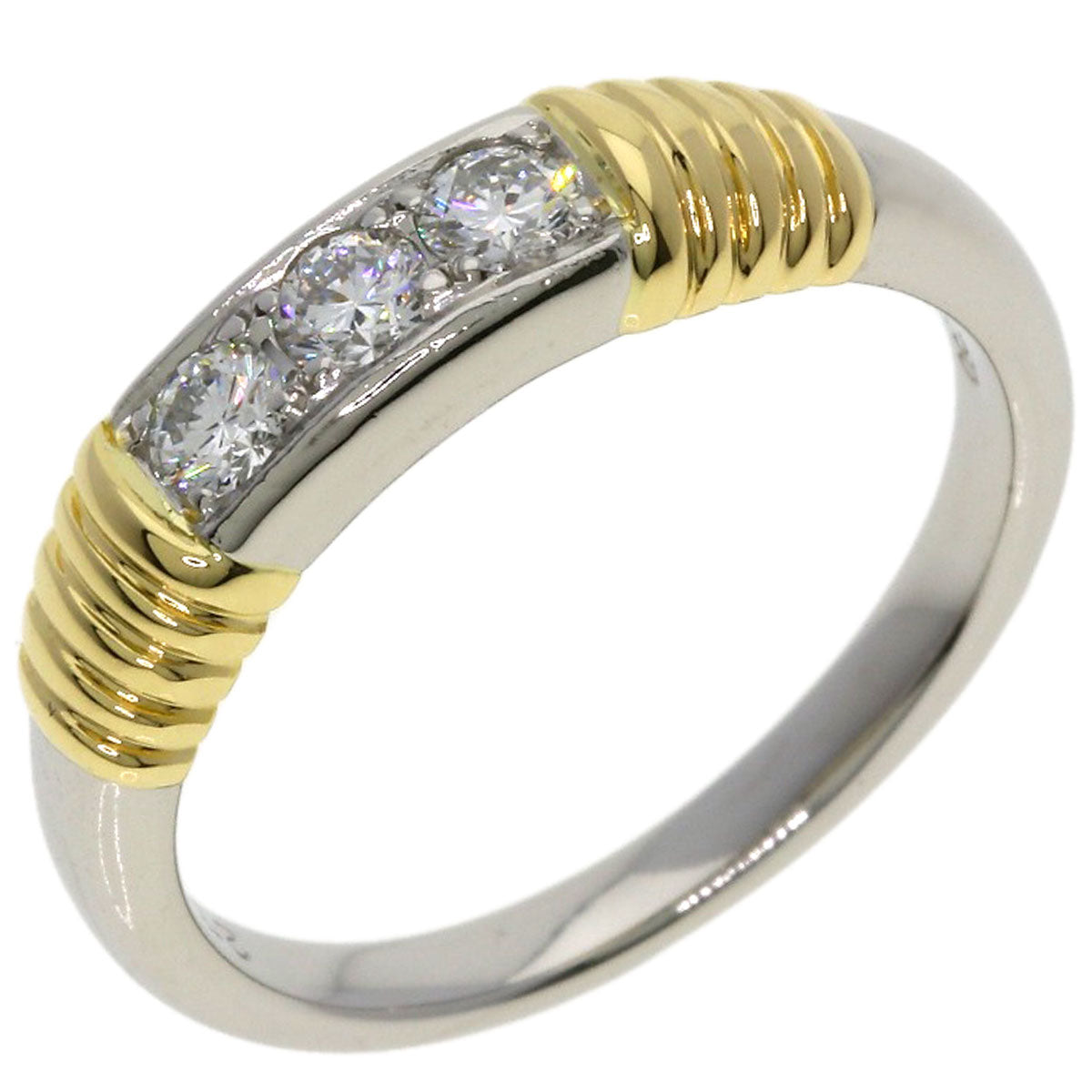 Dior 3P Diamond Ring Platinum PT950 18K Yellow GoldLadies [Used]