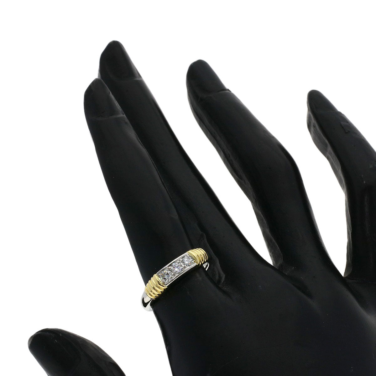 Dior 3P Diamond Ring Platinum PT950 18K Yellow GoldLadies [Used]