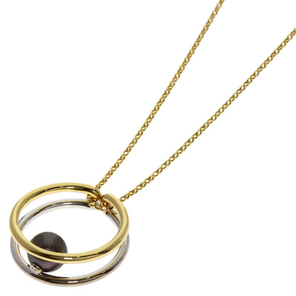MIKIMOTO Black Pearl Reversible Necklace K18 Yellow Gold K18 White GoldLadies [Used]