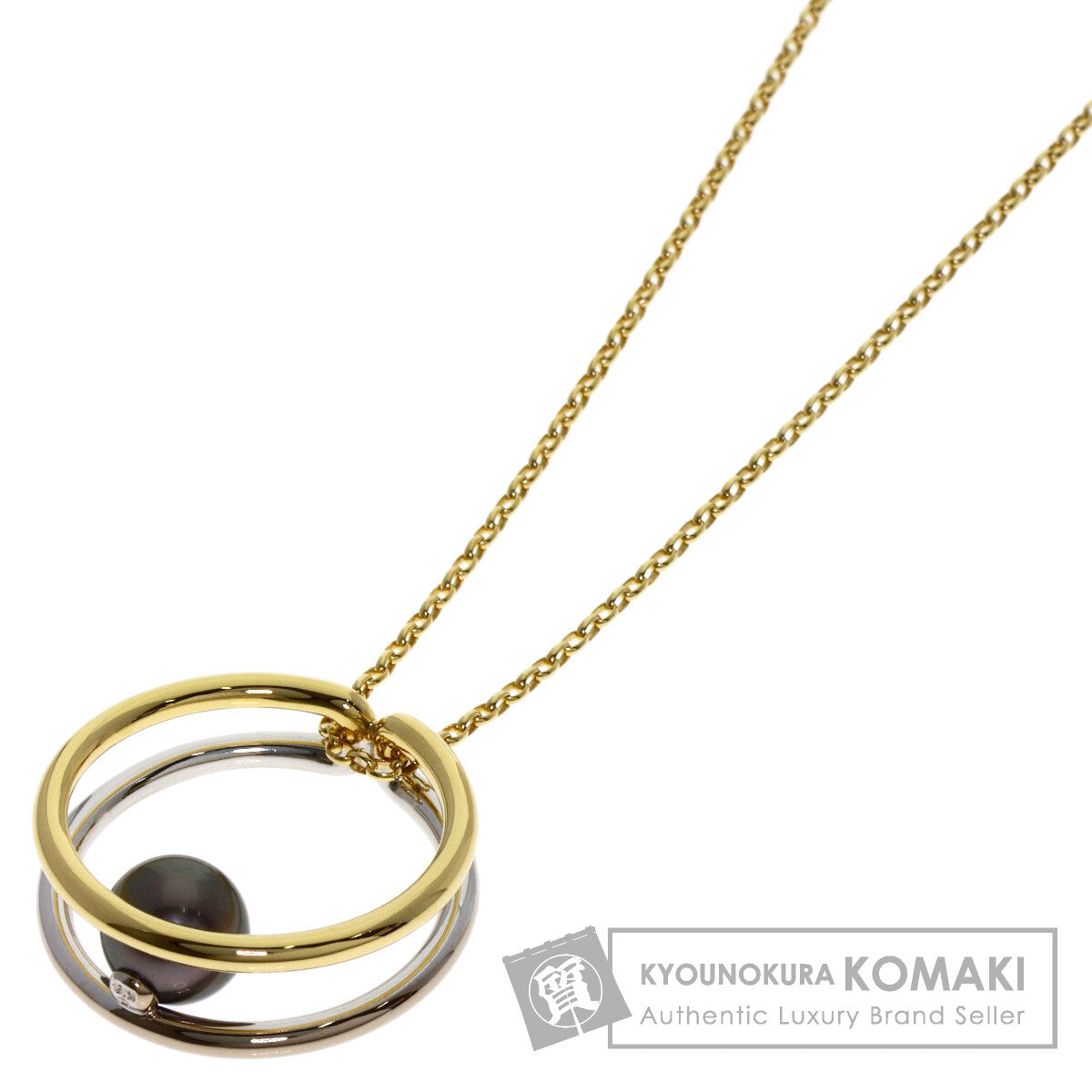 MIKIMOTO Black Pearl Reversible Necklace K18 Yellow Gold K18 White GoldLadies [Used]