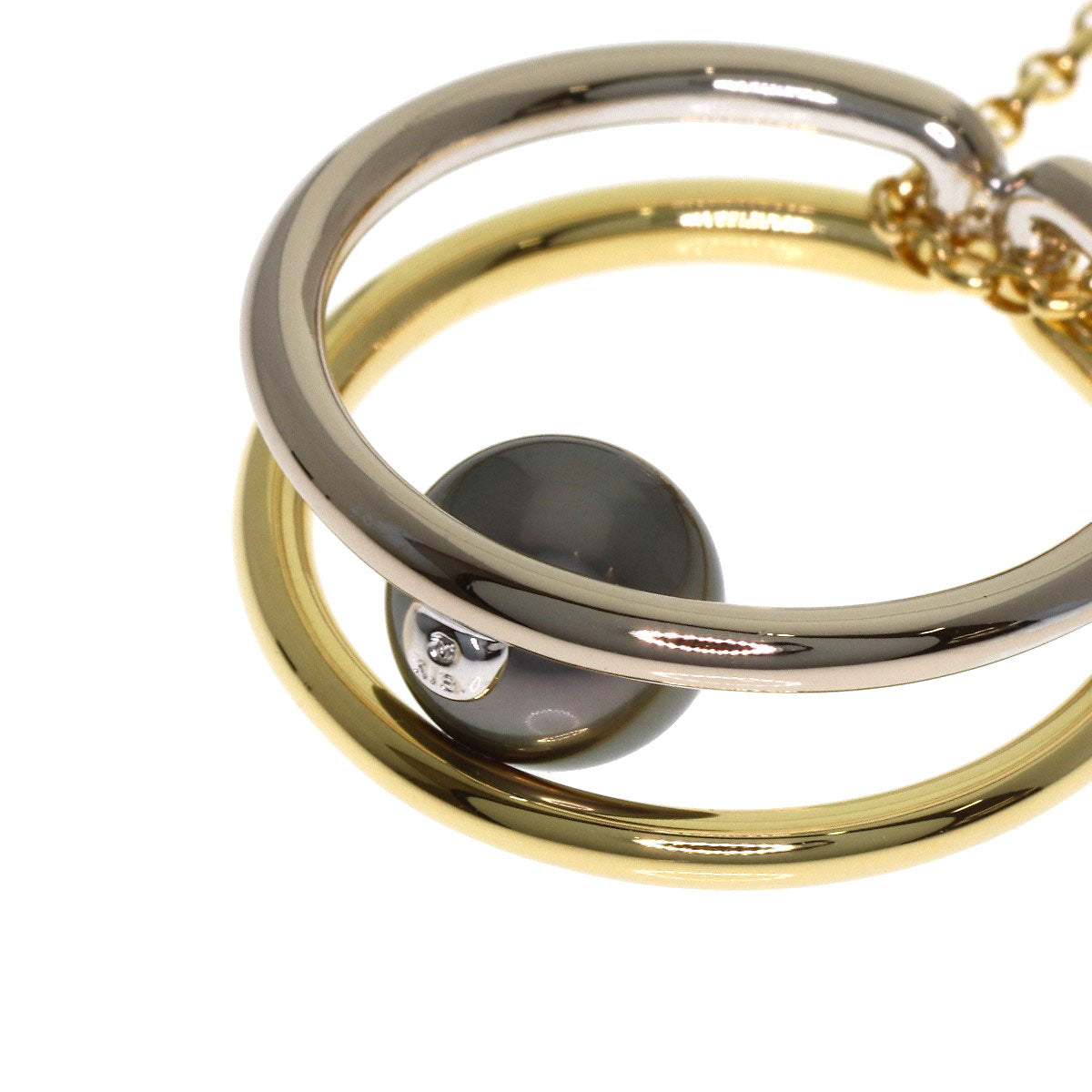 MIKIMOTO Black Pearl Reversible Necklace K18 Yellow Gold K18 White GoldLadies [Used]